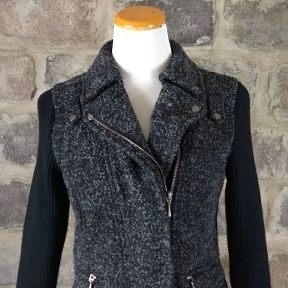 Mossimo gray and black sweater Moto jacket size Medium - Picture 2 of 14